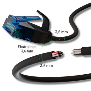 Cat6 U/utp Esnek Kablo, 50 Cm Siyah