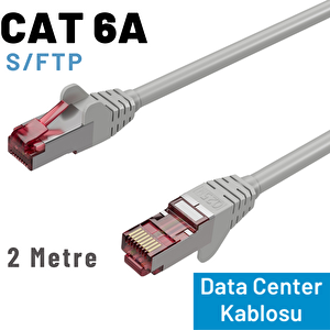 Irenis 2 Metre Cat 6a Kablo, S/ftp Ethernet Data Center Patch Kablo Gri