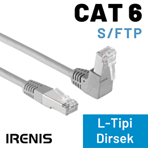 Irenis Cat6 S/ftp Dirsek Kablo, 10 Metre Gri