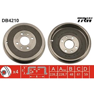 Arka Fren Kampanasi Fiat Albea 00 Doblo 01 Fiorino 09 Linea 09 Marea 00 Tempra 92 96 Tipo 90 95 Uno 98 06 Peugeot Bipper 08 Citroen Nemo 08 228.2 Mm 4 Delik