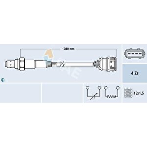 Lambda Oksi̇jen Sensörü Volvo S40 1.6 1.8 2.0 V40 1.6 1.8 2.0 95/99