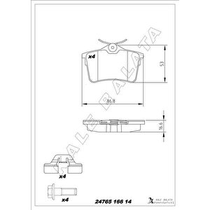 Arka Fren Balatasi P307 00 09 P308 07 14 Partner 08 Partner Tepee 08 Berlingo 08 C4 04 16 Xsara Picasso 99 11 Ds4 15 18