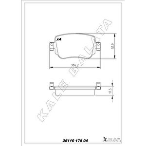 Arka Balata Vw Caddy Iv 2.0tdi 15 Cuuf-dfsf 104.1x17.2x51.6