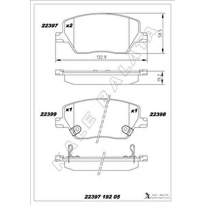 On Balata Fiat Egea 16 1.0 1.3 Mtj 1.4 1.6 1.6d K:19 Mm G:133 Mm Y:58.5 Mm Küçük Ti̇p