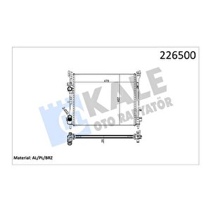 Motor Su Radyatörü Renault Clio Ii 98 05 Symbol 00 Symbol Ii 08 1.5dci Mt Ac Mekani̇k 479x414x27