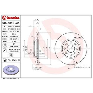 Ön Fren Aynasi Corsa D 07 Corsa E 14 Adam 13 Punto Evo-grande Punto 05 257x22x4dl Havali 14i̇nç 55700921