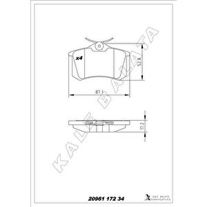 Arka Balata Mgn Ii-lgn-golf Iii-iv-passat Iii-polo-c3-c4-p307-audi A3-a4 87x52.9x17.2mm Gdb823
