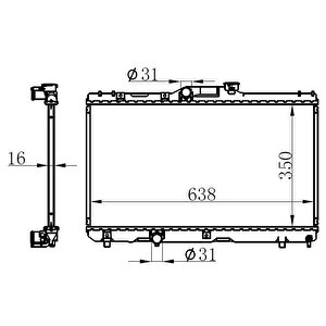 Radyatör Brazi̇ng Corolla 92-97 Ae 101 Ac Kli̇masiz Mek 350x638x16
