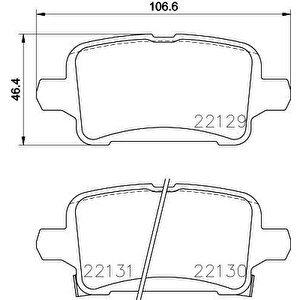 Arka Fren Balatasi Opel Astra K 1.0-1.4-1.4t-1.6t-1.6 Cdti 16 22 106.5x46.3x16.6