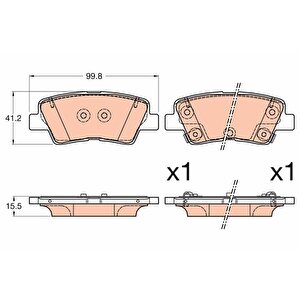 Arka Fren Balata Hyundai I20 1.2l G4la 15-20 1.4l G4lc 15-18 1.4l D4fc Crdi 15-18 / Elantra 1.6l D4fb G4fg 16- / Kia Soul 1.6l D4fb 14- / Sportage 1.6l G4fd G4fj T-gdi 15- 1.6l D4fe 18- Delikli