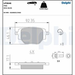 Arka Fren Balatasi Corsa F 19 C4 20 2008 19 208 19 249 Mm