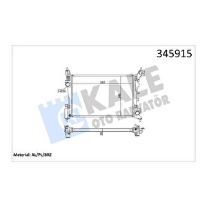 Su Radyatörü Fiat Punto-fiorino-qubo 1.2 1.4 1.4 16v 05 Mt Ac Nac Brazing 540x348x26