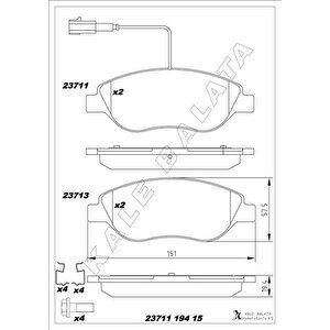 Ön Fren Balatasi Fi̇şli̇ Fiat Bravo Ii 08 14 Egea Hb 15 Alfa Romeo Mito 08 15 Lancia Delta Iii 08 1