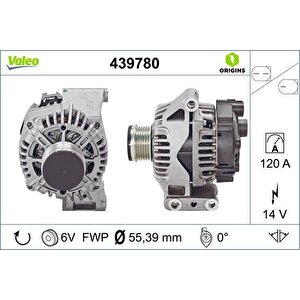 Alternator A115 14v 120a. Fca 500 C 07- Fiorino 07- Nemo 10- Bipper 10