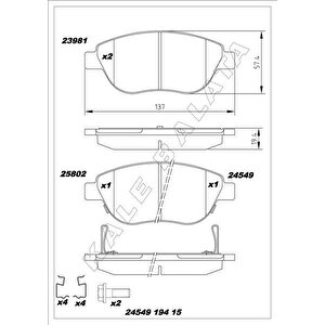 Ön Balata Corsa D Büyük Ti̇p 1.3 Cdti 07/06 Fiat 500l 12 0.9t 1.4 1.3d Mtj 1.6d Mtj