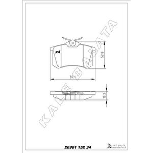 Arka Balata Mgn Ii-lgn-golf Iii-iv-passat Iii-polo-c3-c4-p307-audi A3-a4 87x52.9x15mm