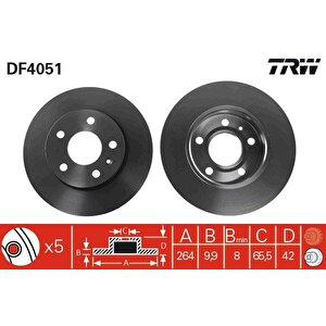 Arka Fren Aynasi Astra H-combo C 02 Meriva A-b 03 Astra G 1.8-2.0 98 Zafira A 264x10x5dl