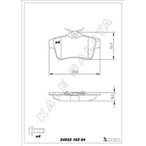 Arka Fren Balatasi Peugeot P3008 09 16 P5008 09 17 P508 10 18 P308 Gti-rzc 10 14 Citroen C4 09 16 Ds4-ds5 11 15