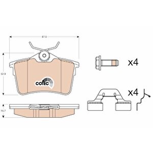 Arka Fren Balatasi P307 00 09 P308 07 14 Partner 08 Partner Tepee 08 Berlingo 08 C4 04 16 Xsara Picasso 99 11 Ds4 15 18