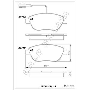 Ön Fren Balatasi Opel Combo D 12 Punto Evo 1.3-1.4-1.6d Mtj 09 500-500c 1.3dmj 10 Grande Punto 1.6dmtj 09 Çi̇ft Fi̇şli̇