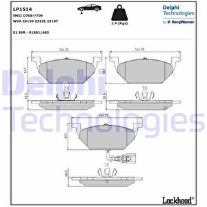 Ön Balata Fi̇şli̇ Küçük Golf4-golf5-jetta-bora-polo-a3-leon 97 Gdb1386 146x54.7x19.8