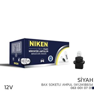 Niken 12v Bax Soketli̇ Ampul W1.2w B8.5d Si̇yah 10l