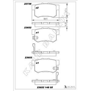Arka Fren Balata Honda Civic 1.4l 1.6l Vtec Ep Es Eu Fd6 Fk2 01-13 / Accord 2.0l F20 94-98 / Cr-v 2.0l K20 Rd8 02-06 / Legend 3.2l Ka7 Ka8 24v 91-96 / Suzuki Sx4 1.6l M16a Rw415 05-