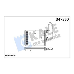 Kalori̇fer Radyatörü Mitsubishi Lancer 1.3l 4g13 Cs1a 03-07 1.6l 4g18 Cs3a 03-07 / Evo 8 - 9 / Outlan Der 2.0l 4g63 Dohc Cu2w 02-06 / 2.4l 4g69 Cu5w 03-07- Alemi̇nyum