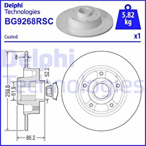 Arka Fren Di̇ski̇ Renault Megane Iv 15 Diş Cap: 260 Mm K:86 Mm 5 Deli̇k