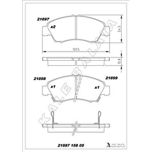 Ön Fren Balata Küçük Ti̇p Honda Civic 1.6l D16 Si Enjeksiyonlu 92-95 1.4l D14a Euro 96-00 / Jazz 1.4l L13a Gd 02-08