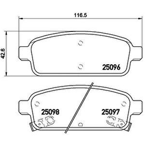 Arka Fren Balatasi Astra J 09 Mokka 12 Zafira C 12 Cruze 09 Trax 11 Aveo Hb 13