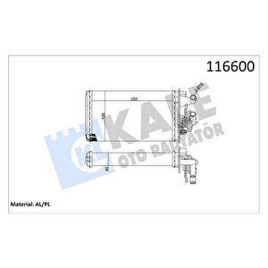 Kalori̇fer Radyatörü Fiat Tempra 95 01 Ti̇po 95 01 Alfa Romeo 145 95 01 146 94 01 155 92 97 250x158x42 Musluklu