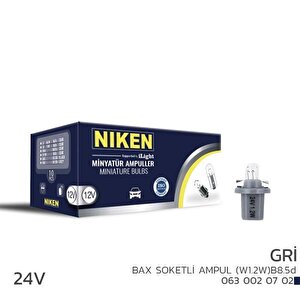 Niken 24v Bax Soketli̇ Ampul W1.2w B8.5d Gri̇ 10lu