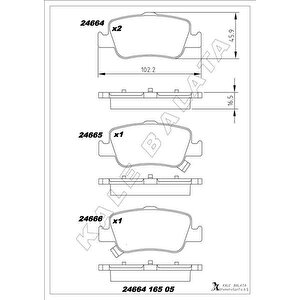 Arka Fren Balata Toyota Auris. Corolla 1.33l 1.6l 1nr-fe 1zr-fae Nre180 Zre181 Zre185 12- 1.4l 1nd-ftv D-4d Nde150 Nde180 07-