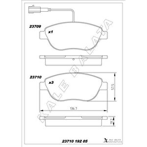 Ön Fren Balatasi Opel Combo D 12 Punto Evo 1.3-1.4-1.6d Mtj 09 500-500c 1.3dmj 10 Grande Punto 1.6dmtj 09