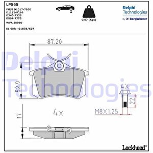 Arka Balata Fluence-megane Ii-iii-p207-p308-p307-partner-berlingo-c2-c3-c4-crossland- Bora-passat 97 Golf Iv-v-polo 87x52.9x17