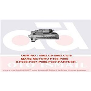 Marş Motoru 12v 1.3kw 9 Di̇ş P106-p205 Ii-p206-p207-p301-p306-p307-partner-berlingo-c2-c3-c4-nemo- Saxo-xsara 1.0-1.1-1.4-1.6 Benzi̇n