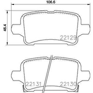 Arka Fren Balatasi Opel Astra K 1.0-1.4-1.4t-1.6t-1.6 Cdti 16 22 106.5x46.3x16.6