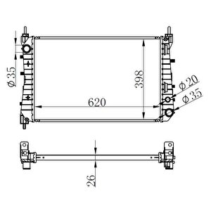 Radyatör Brazi̇ng Linea 1.3 Jtd Ac Kli̇masiz Mek 621x395x26