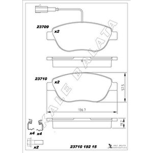 Ön Fren Balatasi Opel Combo D 12 Punto Evo 1.3-1.4-1.6d Mtj 09 500-500c 1.3dmj 10 Grande Punto 1.6dmtj 09