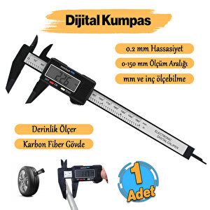 Dijital Kumpas Plastik Çene 150 Mm Lcd Ekran Lastik Derinlik Çap Ölçme 0.2 Mm Hassasiyet İnç Ölçüm