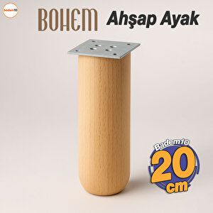 Bohem Doğal Ahşap Silindir Ayak 20 Cm Aparat Dahil Mobilya Koltuk Kanepe Sehpa Masa Ayağı Ayakları