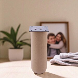 Bohem Doğal Ahşap Silindir Ayak 20 Cm Aparat Dahil Mobilya Koltuk Kanepe Sehpa Masa Ayağı Ayakları
