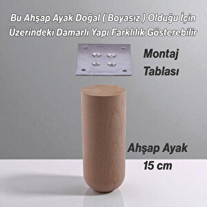 Bohem 4 Adet Doğal Ahşap 15 Cm Silindir Ayak Set Mobilya Koltuk Kanepe Sehpa Masa Ayağı Ayakları