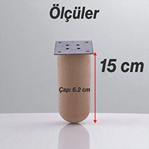 Bohem 4 Adet Doğal Ahşap 15 Cm Silindir Ayak Set Mobilya Koltuk Kanepe Sehpa Masa Ayağı Ayakları