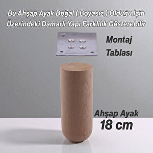 Bohem Doğal Ahşap Silindir Ayak 18 Cm Aparat Dahil Mobilya Koltuk Kanepe Sehpa Masa Ayağı Ayakları