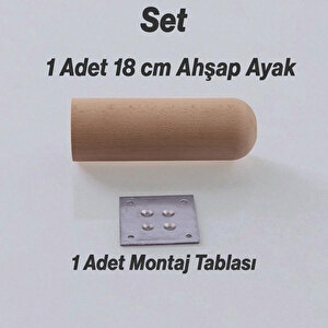Bohem Doğal Ahşap Silindir Ayak 18 Cm Aparat Dahil Mobilya Koltuk Kanepe Sehpa Masa Ayağı Ayakları