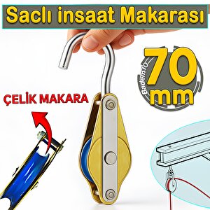 70 Mm Saclı İnşaat Makarası Halatlı Kanca Kasnak Tavan Vinç Kasnağı Yük Taşıma Makara