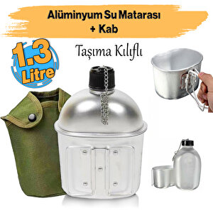 Kılıflı Alüminyum Kamp Matarası Sağlam Dayanıklı Metal Su Matara Taşıma Kılıflı Kab İle Birlikte