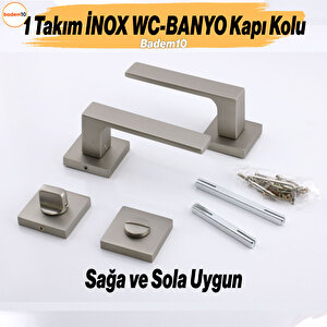Paytak İnox Wc-banyo Kapı Kolu Kare Rozetli Sağa Sola Uygun İç Dış Kapısı Kilitlenebilir 1 Takım